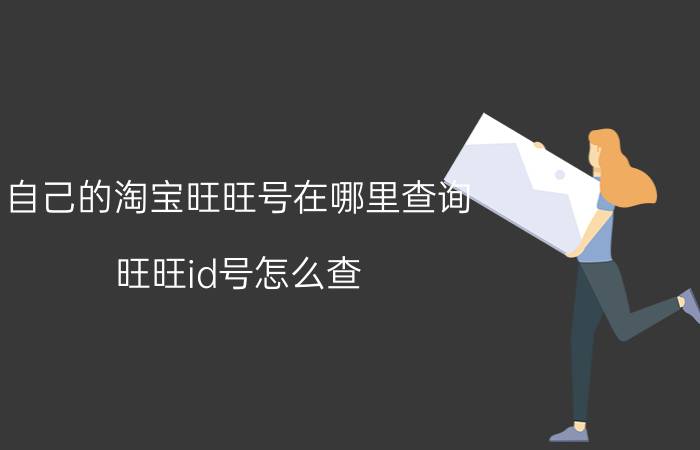 自己的淘宝旺旺号在哪里查询 旺旺id号怎么查？